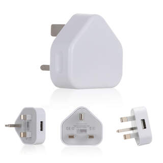 1PC White 3 Pin UK Plug 5V 1A 1 Port USB