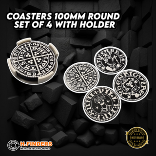 Coasters 100mm Round - Set of 4 With Holder