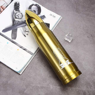 Stainless Steel 500ml Bullet Shaped Vacuum Flask - Gold