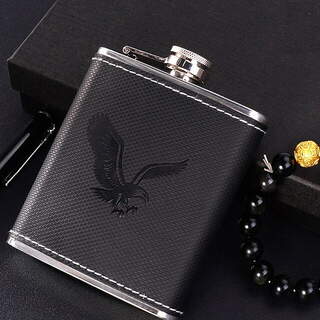 7oz Stainless Steel Hip Flask - Black