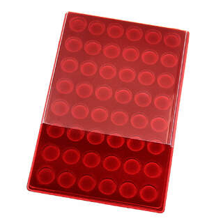 Red Coin Tray  48 Coins in Capsules with Transparent Cover Space 27 mm